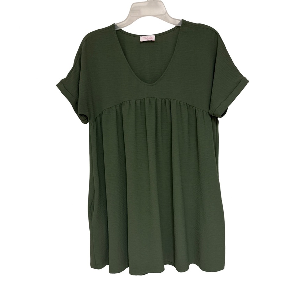 Pink Lily Baby Doll Dress Olive Green Medium